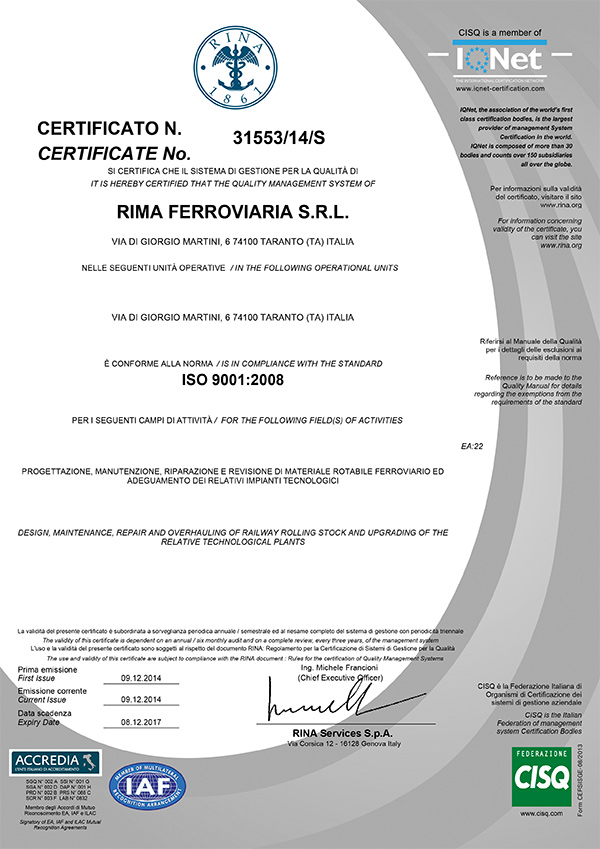 Certificato-RIMA-Ferroviaria